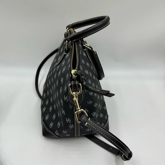 Dooney & Bourke Black and White Monogram Satchel - Picture 2 of 10